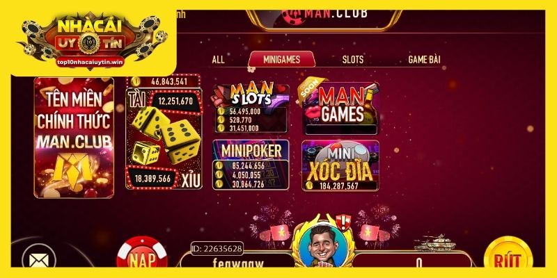 Nhiều game chơi tại Manclub