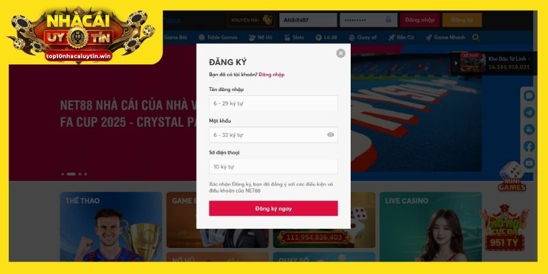 Tham khảo hướng dẫn đăng ký tài khoản tại Nhà Cái Uy Tín